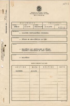 Processo de encaminhamento de relatório de atividades anuais de 1969